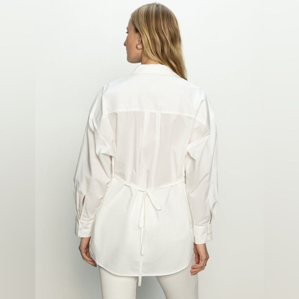 Sanctuary Lace Boyfriend Tie Back White Shirt | Size Small - Picture 9 of 13